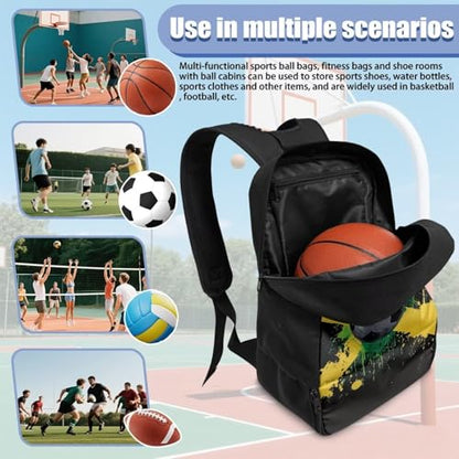 Basketball Backpack With Separate Ball Compartment And Shoes Fit Basketball Volleyball Football - color: Jamaican Football