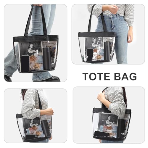 Clear Tote Bag Stadium Approved 12x6x12 12x12x6 Clear Bag for Stadium Events 12 x6 x12 Transparent Purse 12 x 6 x 12 - color: Black
