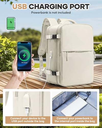 Vacuum Seal Travel Backpack with Air Pump Compression Waterproof Vacpack Carry On Backpack for Travel Daypack Women Men with Vacuum System Airlines Approved Vacpack Laptop Space Saver Bags Beige - color: B16-beige-(with Air Pump)