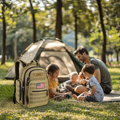 SHARKMOUTH Diaper Bag Backpack for Dad and Mom, Military Molle diaper Pack with Insulated Bottle Holders and Wipe Pocket - color: Tan