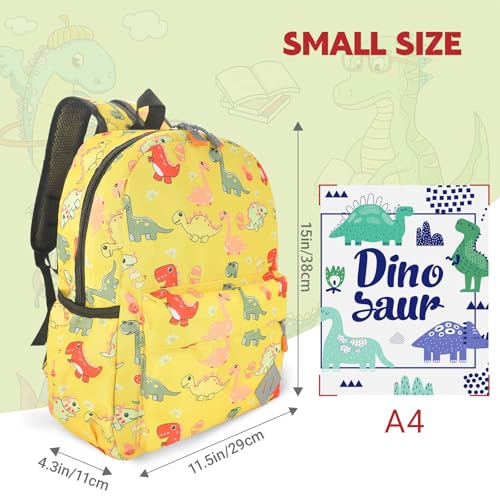 Kids Backpack for Girls Boys - 15 Inch Dinosaur Childrens Backpack Cute School Bag Kindergarten Backpack for Ages 3-8, Yellow - color: Yellow
