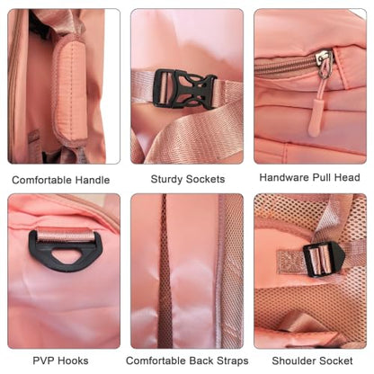 Gym Bag with Shoe Compartment, Pink - color: Pink