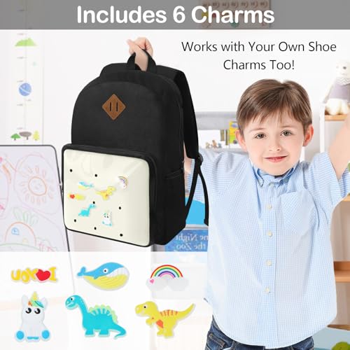 Kids Backpack for Boys Girls 3-12Years, Kid School Backpacks with Shoe Charm Slot - Book Bag for School (Cream) - color: White