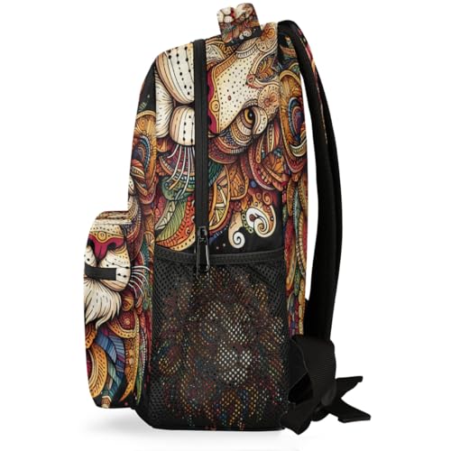 Lion Kids Backpack for Girl Boy Waterproof Kids Back Pack | Animal Art School Bookbag Women Men Lightweight Rucksack Casual Daypack Carry On Bag for Work Hiking Camping Gym Travel - color: Animal Lion Art