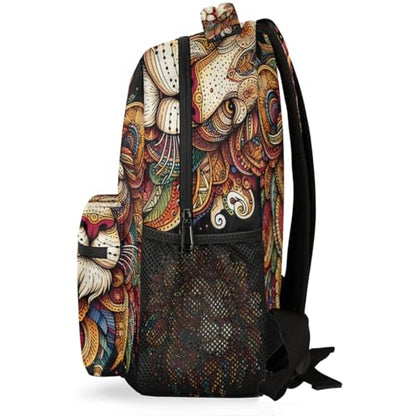 Lion Kids Backpack for Girl Boy Waterproof Kids Back Pack | Animal Art School Bookbag Women Men Lightweight Rucksack Casual Daypack Carry On Bag for Work Hiking Camping Gym Travel - color: Animal Lion Art