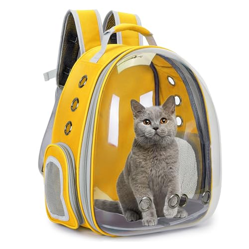 Cat Bubble Backpack Carrier for Small Medium Dogs Cats Carrying Bag, Airline Approved Pet Travel Carrying Bag Dog Hiking Walking Outdoor Backpack (Yellow) - color: Yellow