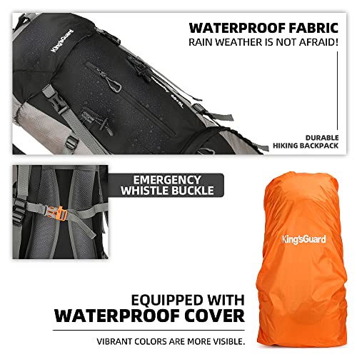 70L Camping Hiking Backpack with Rain Cover Waterproof Backpacking Backpack for Hiking Treeking Climbing Outdoor - color: Black
