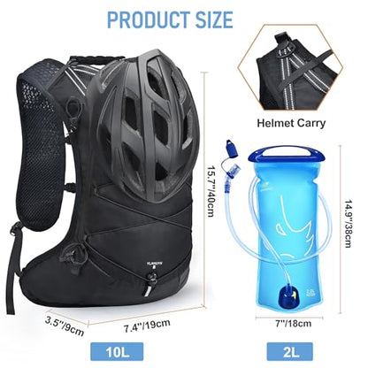 N NEVO RHINO Hydration Backpack, Lightweight Hiking Water Backpack, Hydro Bike Pack with 70 oz 2L Water Bladder, Hydration Daypack for Cycling Rave Mountain - color: Black