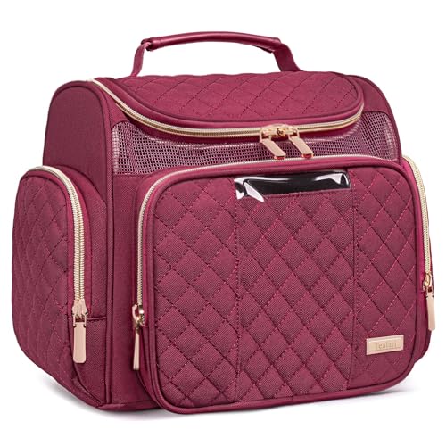Tealari Large Toiletry Bag for Women Men,Bathroom Bag,Water Resistant Shower Bag,Makeup Bag,Portable Shower Caddy for College Dorm,Hanging Travel Toiletry Bag with Transparent Waterproof Phone Pocket - color: Wine Red-1