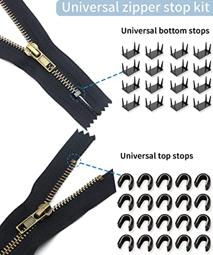 Zipper Repair Kit (52 Pcs), Universal #5 Zipper Replacement Slider Kit, Zipper Pull Replacement, Zippers Fix Repair Kit for Jackets, Coats, Boot, Backpack, Hoodie, Metal, Plastic & Nylon Coil Zippers