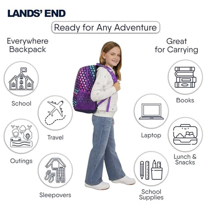 Lands' End Unisex Kids Medium ClassMate Lightweight Durable Elementary School Backpack, Rose Violet - color: Rose Violet