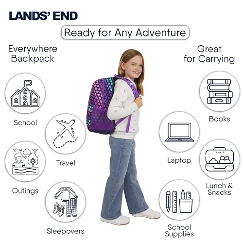 Lands' End Unisex Kids Medium ClassMate Lightweight Durable Elementary School Backpack, Rose Violet - color: Rose Violet