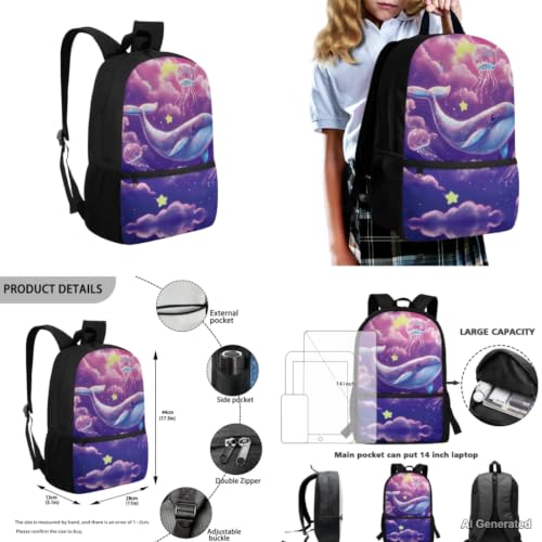Dolphin Backpack for Girls Backpacks with Lunch Box Water Bottle Carrier and Pencil Case 4 Pieces Lightweight 1st Grade Backpack Girls Bookbag for Kindergarten School Supplies - color: Dolphin