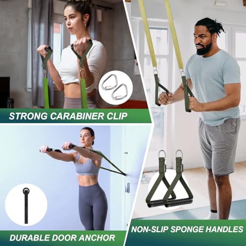 LEEKEY Pull Up Assistance Bands,5-125LB Resistance Bands with Grip、Door Anchor、Gym Bag - Exercise Bands for Full-Body Training, Fitness, Physical Therapy -USA Original Patent - style: 5-125LBS GREEN WITH HANDLE