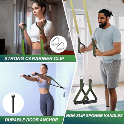LEEKEY Pull Up Assistance Bands,5-125LB Resistance Bands with Grip、Door Anchor、Gym Bag - Exercise Bands for Full-Body Training, Fitness, Physical Therapy -USA Original Patent - style: 5-125LBS GREEN WITH HANDLE