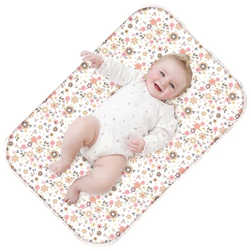 Baby Diaper Changing Pad – 31.5" x 21.5" Extra Large Waterproof Absorbent Portable Changing Mat, Reusable Changing Pad Liner for Travel or at Home Use(Floral2) - color: Floral2