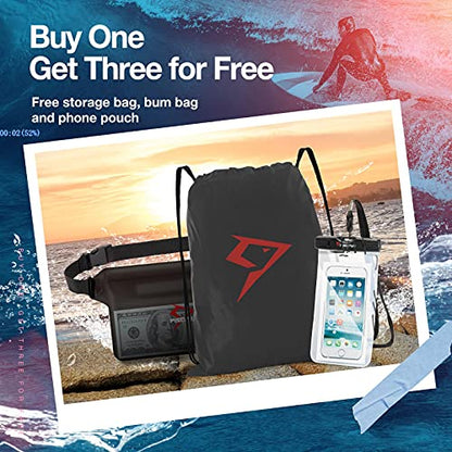 Piscifun Dry Bag Waterproof, Lightweight Dry Backpack Roll-Top Sealed with Waist Pouch and Phone Case Keeps Gear Dry Inside for Kayaking, Boating - color: Black, size: 30L
