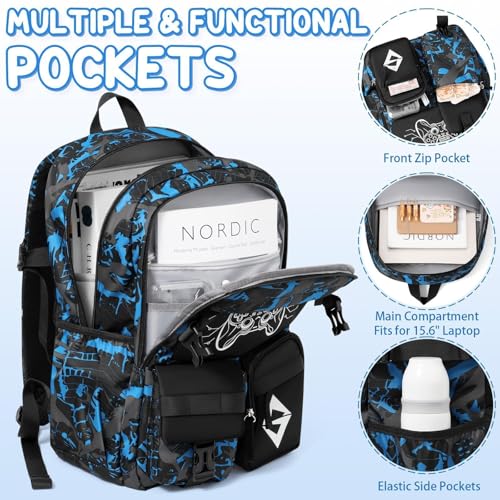 Fimibuke Backpack for School Boys, 3 PCS Cool Luminous Kids Backpacks with Lunch Box & Pencil Pouch, Toddler Teen Glow in The Dark Backpack Bookbag Schoolbag Set for Elementary to High School Students - color: Space