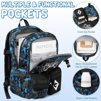 Fimibuke Backpack for School Boys, 3 PCS Cool Luminous Kids Backpacks with Lunch Box & Pencil Pouch, Toddler Teen Glow in The Dark Backpack Bookbag Schoolbag Set for Elementary to High School Students - color: Space