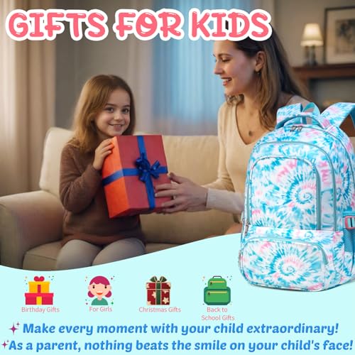 BLUEFAIRY Girls Backpack with Lunch Box for Kids Primary Elemenatry Book Bag Set Middle School Bookbags Set for Teens Childs Back to School Gifts 2 Pcs Blue - color: Light Blue
