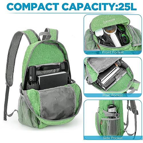 ZOMAKE Ultra Lightweight Packable Backpack 25L,Small Foldable Backpacks Hiking Water Resistant Collapsible Daypack for Women Men(Dark Green-C1) - color: Dark Green-c1, size: 25L