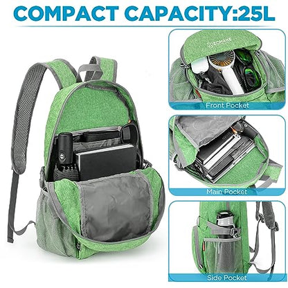 ZOMAKE Ultra Lightweight Packable Backpack 25L,Small Foldable Backpacks Hiking Water Resistant Collapsible Daypack for Women Men(Dark Green-C1) - color: Dark Green-c1, size: 25L