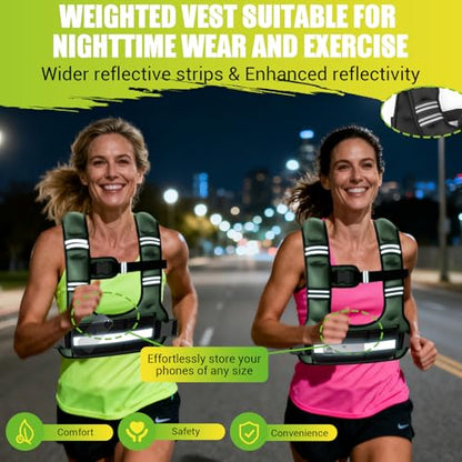 Adjustable Weighted Vest for Women, 6-12lb U-Shaped Weight Vest with 6 Iron Sand Bags & Adjustable Buckle Straps, Rucking Vest with Plus Pockets for Running, Walking and Strength Training - color: Green