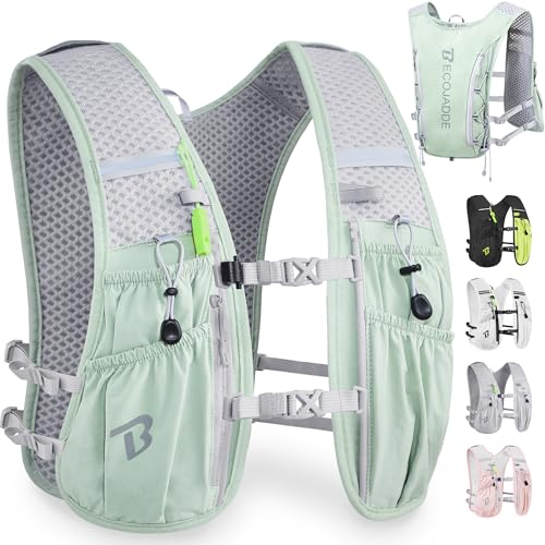 BECOJADDE Running Vest Hydration Backpack for Men Women, 5L Lightweight Running Backpack Hydration Pack for Marathon, Trail, Cycling, Hiking, Jogging - color: Green, size: Only 5l Running Vest