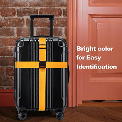 Luggage Straps for Suitcases TSA Approved Travel Belt 4 Pack by Chelmon (Yellow) - color: Yellow