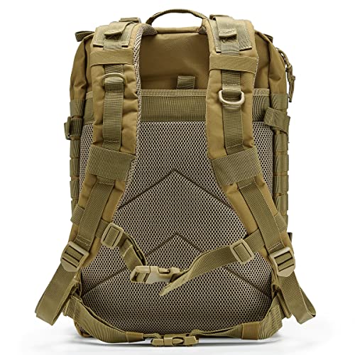 QT&QY 45L Military Tactical Backpacks For Men Camping Hiking Trekking Daypack Bug Out Bag Lage MOLLE 3 Day Assault Pack - color: 1.0 Tan