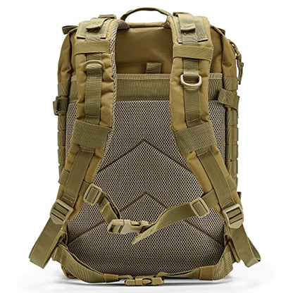 QT&QY 45L Military Tactical Backpacks For Men Camping Hiking Trekking Daypack Bug Out Bag Lage MOLLE 3 Day Assault Pack - color: 1.0 Tan