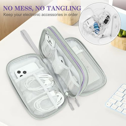 FYY Electronic Organizer, Travel Tech Pouch Bag, Medium, Light Purple - color: Light Purple, size: 8.3 x 5 x 2.6 inches
