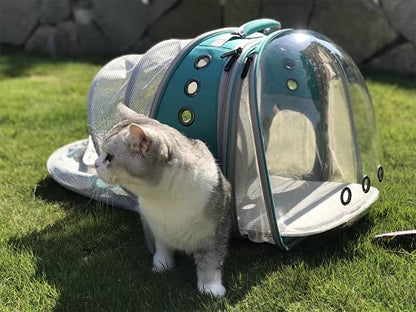 Dual Expandable Cat Backpack Carrier, Fit up to 20 lbs, Expandable Pet Carrier Backpack for Large Fat Cat and Small Puppy - color: Blue