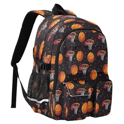 Bolaz Basketball Hoop Travel Backpack 14 Inch Laptop Computer Bag Sturdy School Bag College Bookbag