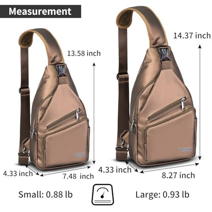 AMJ Crossbody Sling Bag Men Women, Casual Shoulder Backpack, Chest Daypack Satchel for Hiking Travel - color: Leather Brown, size: Large