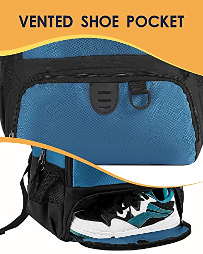 Basketball Bag Backpack for Men Women with Ball & Shoes Compartment 30L Capacity Lightweight Breathable Boys Girls Soccer Ball Bag Backpack Fit Volleyball Football Sports Travel School Gym - color: TK8Blue