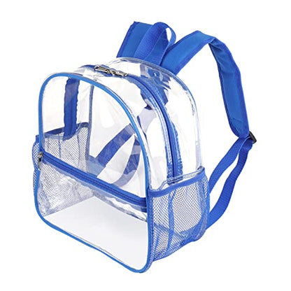 Fomaris Clear Backpack Stadium Approved 12x6x12 - Blue Clear Bag with Reinforced Straps, Durable PVC for Stadium Events, Sports, Festivals, Concerts, Games, Women & Men - color: Blue-1pc