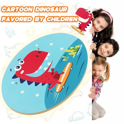 Wobble Balance Board for Kids Wooden Rocker Board Load 123Lbs, Active Play and Exercise for Toddler - color: Red