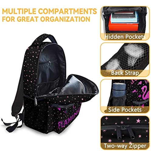 Flamingo Backpack with Lunch Box - Set of 3 School Backpacks Matching Combo - Cute Pink Bookbag and Pencil Case Bundle - color: Color-4-2