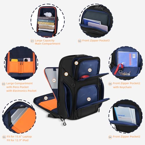 DUSLANG Laptop Backpack,Business Travel Anti Theft Slim Durable Laptops Backpack with USB Charging Port,Water Resistant College Computer Bag for Women & Men Fits 15.6 Inch Laptop and Notebook - color: Black-c