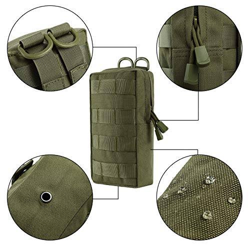 FRTKK 2 Pack Molle Pouches - Tactical Compact Water-Resistant EDC Pouch Bag Small Utility Pouch - color: 2 Pack-Army green 3