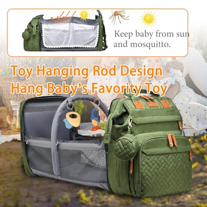 Astro alan Baby Diaper Bags with Changing Station, Waterproof Diaper Bag Backpack for Moms Dads with USB Charging Port, Baby Shower Gifts, Large Capacity diaper backpack, Green - color: Green