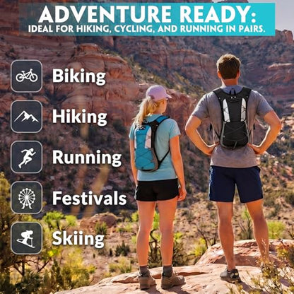 Sadnyy 2 Pcs Hydration Backpack Hiking Water Backpack for 2l Waterbag(Waterbag Not Included), Reflective Lightweight Cycling Daypack with Helmet Net Bag for Biking, Running, Skiing - color: Lake Blue, Black