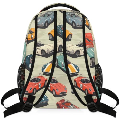 Kids School Backpack Cool Race Cars Pattern Large Bookbag for Elementary Students Boys Girls Lightweight Travel Casual Daypack Water Resistant Outdoor Hiking Sport Rucksack - color: Cool Race Cars Pattern