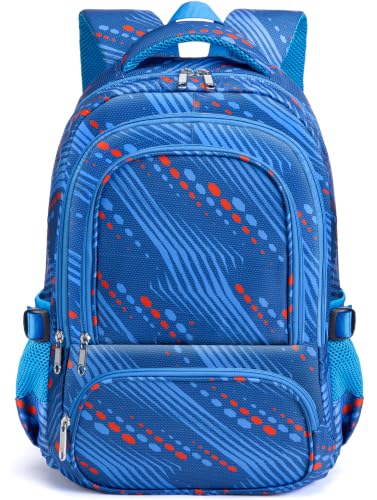 BLUEFAIRY Kids Backpacks for Boys Girls Ages 6-8 8-10 10-12 Elementary Middle School Backpack 17 Inch Back to School Bookbag with Laptop Compartment Mochilas Escolares para Niños Niñas (Blue Lines) - color: Blue Lines