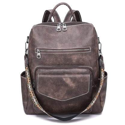 WYFJNX Backpack Purse for Women Leather Backpack Ladies Fashion Handbag Designer Shoulder Bag Small Travel Bag Dark Brown - color: Coffee