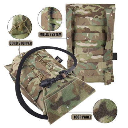 PETAC GEAR 1.5L / 3L Tactical Hydration Pack，Molle Carrier Pouch for 50 oz /100 oz Hydration Bladder Daypack Water Backpack. - color: MC, size: 1.5L bag only
