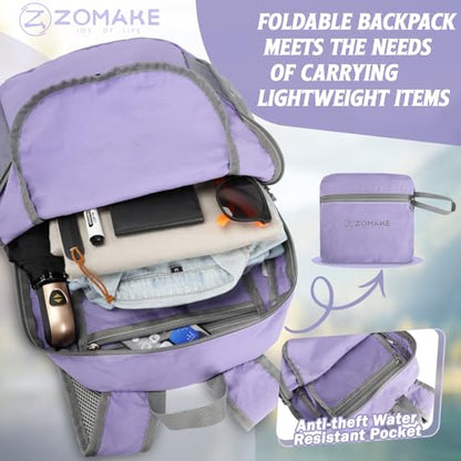 ZOMAKE Ultra Lightweight Hiking Backpack 20L, Packable Small Backpacks Water Resistant Daypack for Women Men(Light Purple) - color: Light Purple