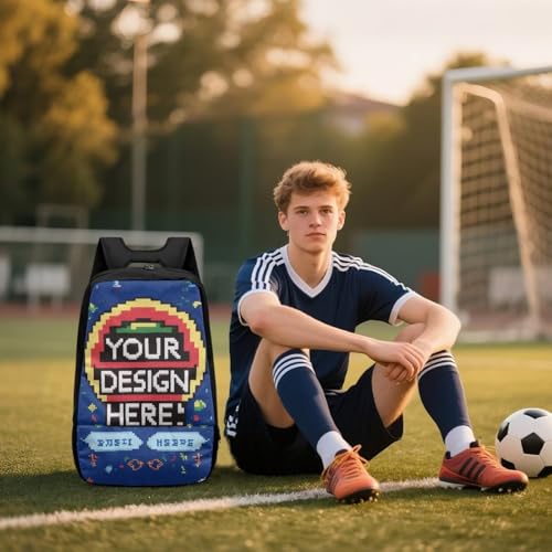 18.5in Basketball Backpack Basketball Bag with Shoe Compartment & Ball Holder, Waterproof Bag for Soccer Volleyball - color: A Customized Text Picture