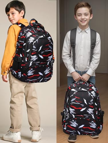 BLUEFAIRY Kids Backpacks for Boys Girls Ages 6-8 8-10 10-12 Elementary Middle School Backpack 17 Inch Back to School Bookbag with Laptop Compartment Mochilas Escolares para Niños Niñas (Coal Black) - color: Coal Black